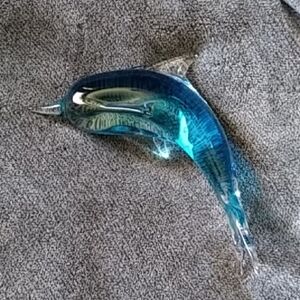 10 Inch Glass Dolphin - Ocean Blue